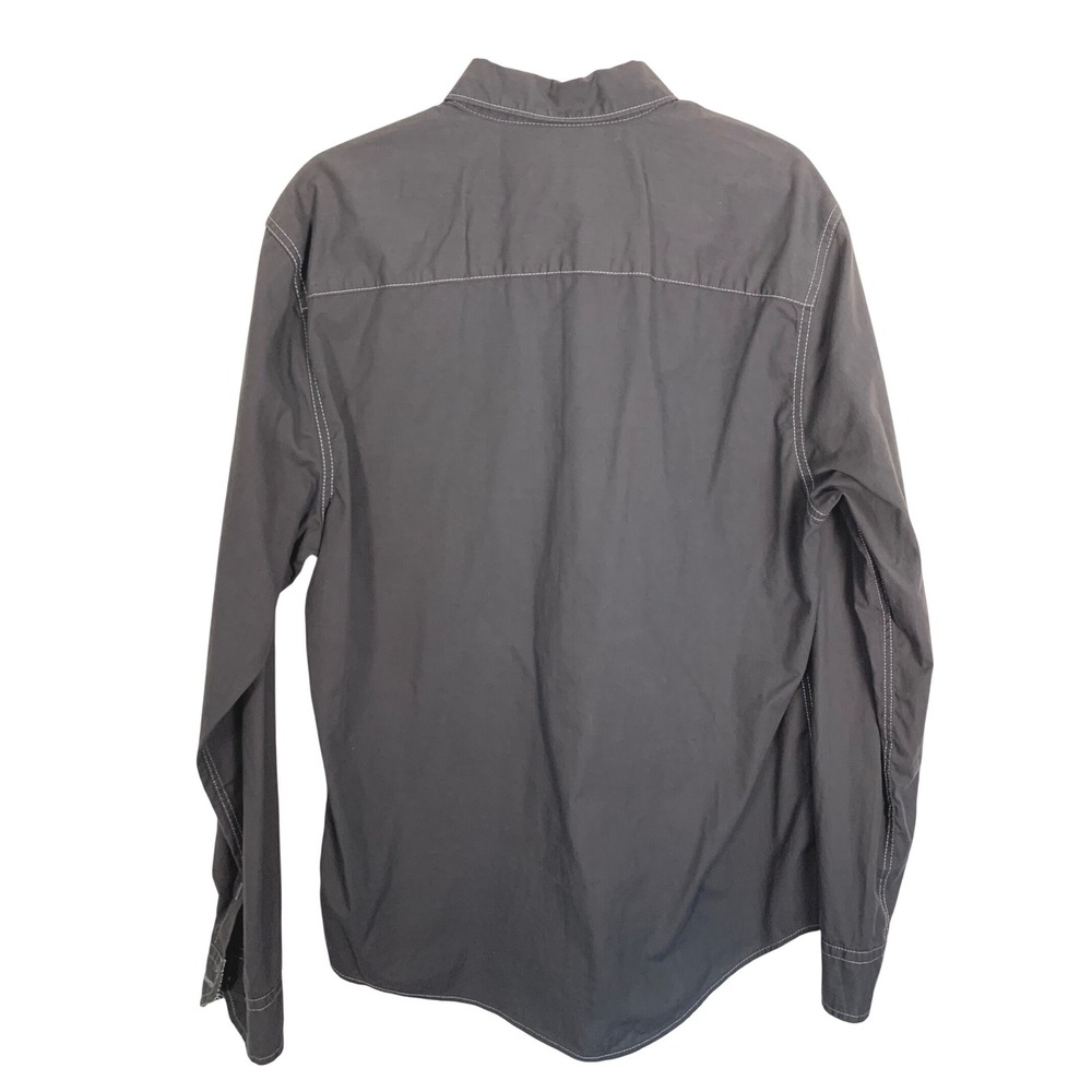 Michael‎ Brandon Mens Gray Long Sleeve Button Up Shirt Contrast Stitch Size M - Picture 2 of 5